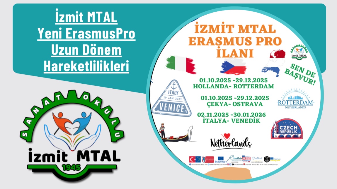İzmit MTAL Yeni ErasmusPro Uzun Dönem Hareketlilikleri